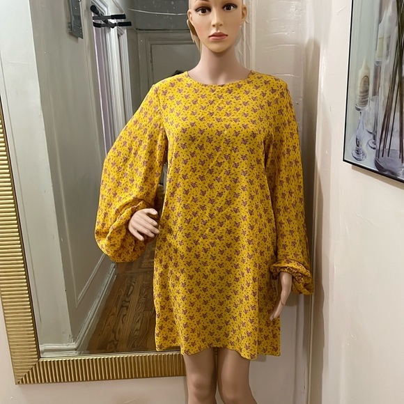 No.6 Store Yellow and Purple Floral Dress silk - Picture 13 of 14